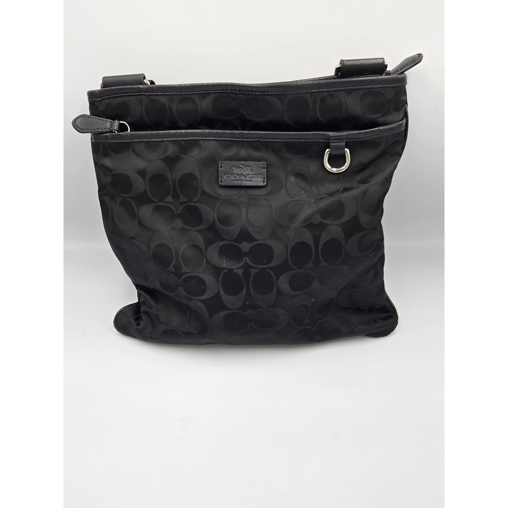 Coach Signature File Bag Black Jacquard Crossbody C1453-32971